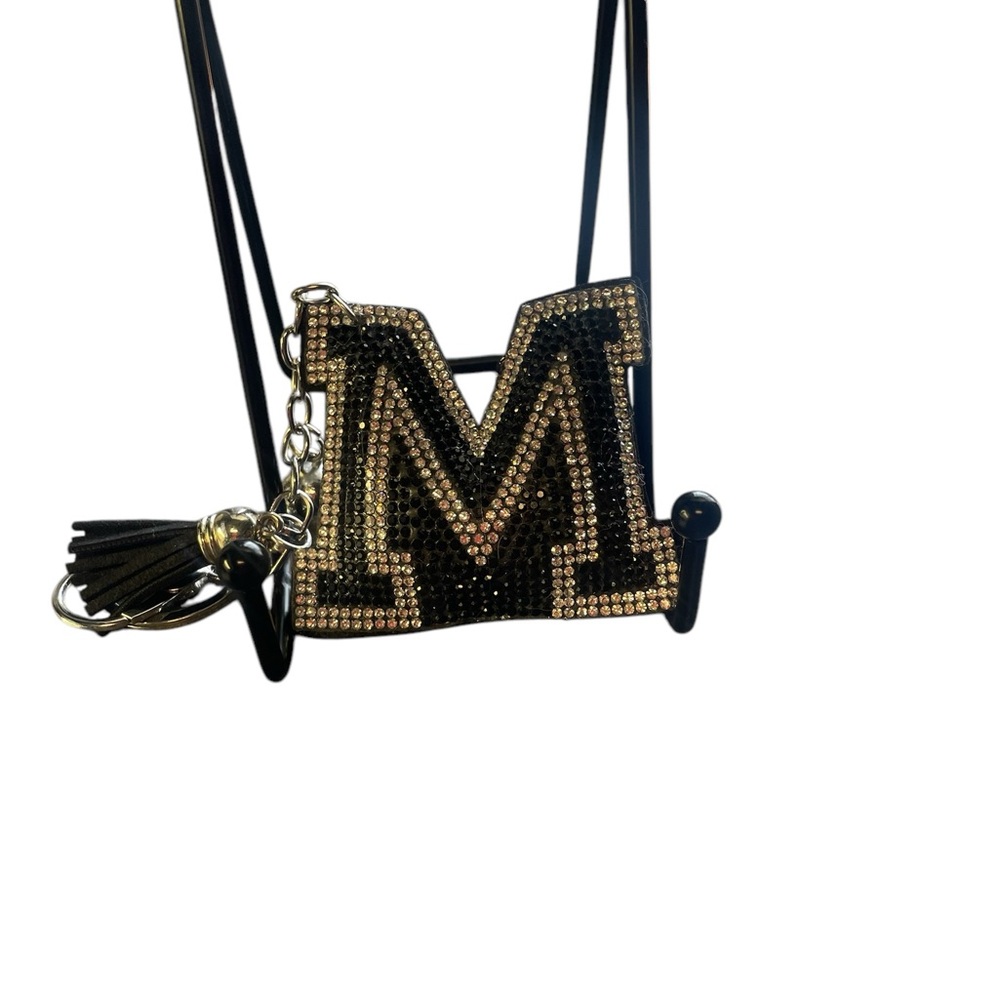 Black and Gold Mini Bag charm Metallic M Design